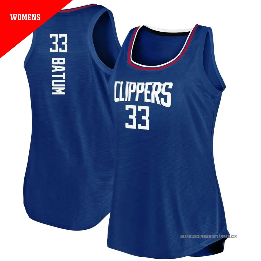 ＃33 Women's Nicolas Batum Los Angeles Clippers Royal Fast Break Movement Tank JerseyIcon Edition