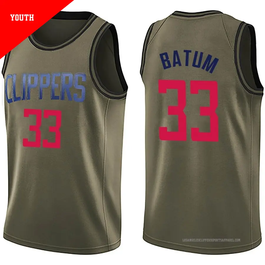 ＃33 Youth Nicolas Batum Los Angeles Clippers Green Swingman Salute to Service Jersey